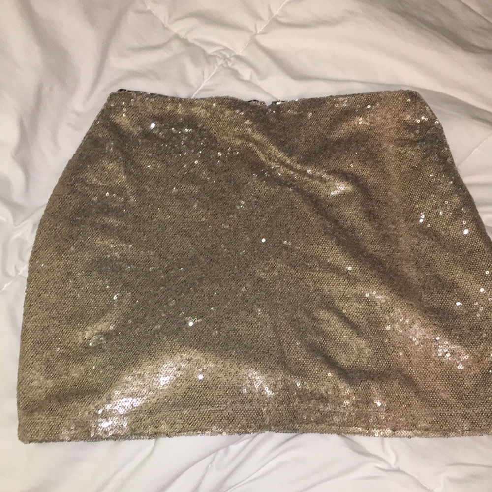 Gold sequin mini skirt